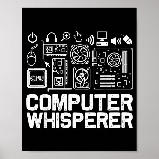 Computerfluisteraarshirt Tech Support Nerds Geek Poster (Voorkant)