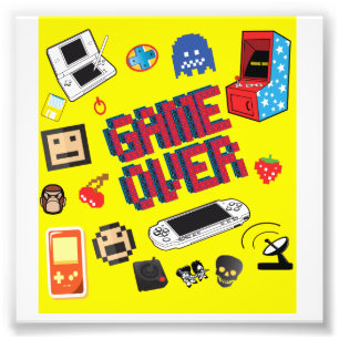 Computergamer over foto afdruk