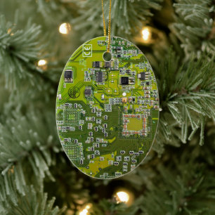 Computergek printplaat lichtgroen keramisch ornament