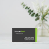 Computerleraar - Modern minimalistisch groen Visitekaartje (Staand voorkant)