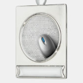 Computermuis Verzilverd Banner Ornament (Links)