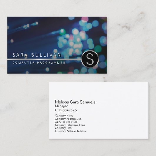 ComputerProgrammer IT Kleurrijke VezelOptic Monogr Visitekaartje (Voorkant / Achterkant)