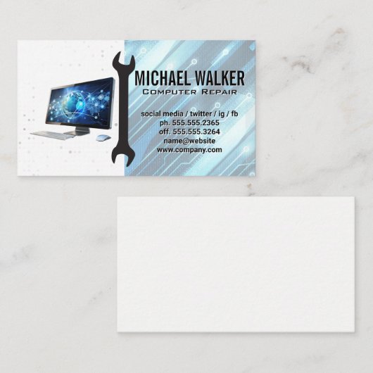 Computerreparatie | Technicus Sleutel Visitekaartje (Voorkant / Achterkant)