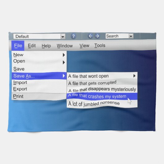 Computersarcasme. Theedoek (Horizontaal)