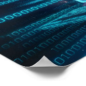 Computerscherm met blauwe digitale binaire gegeven poster (Hoek)