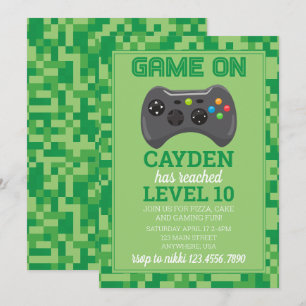 Computerspel Level omhoog Gamer Verjaardagsuitnodi Kaart