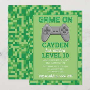 Computerspel Level omhoog Gamer Verjaardagsuitnodi Kaart