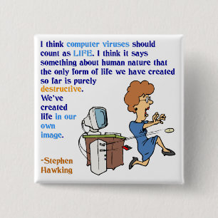 Computervirussen zijn live (1) vierkante button 5,1 cm