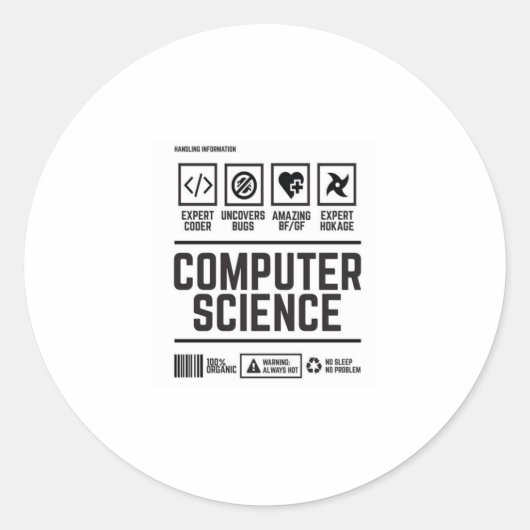 computerwetenschappen ronde sticker (Voorkant)