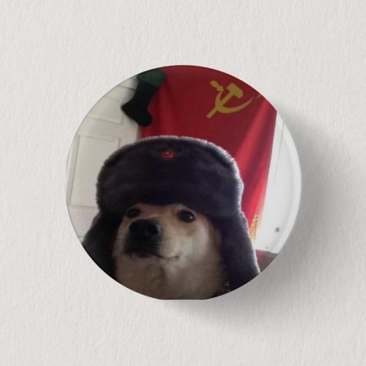 Comrade Doge de Communistische Doggo Pupper Ronde Button 3,2 Cm (Voorkant)