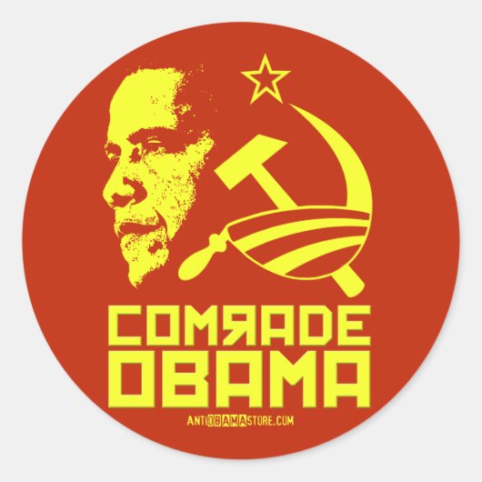Comrade Obama Ronde Sticker (Voorkant)