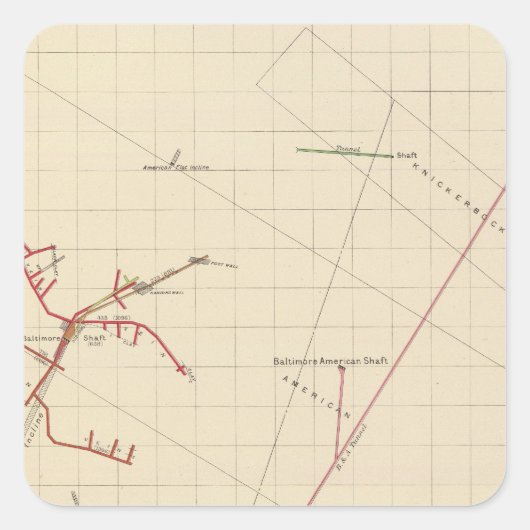 Comstock Mine Maps Number VIX Vierkante Sticker (Voorkant)