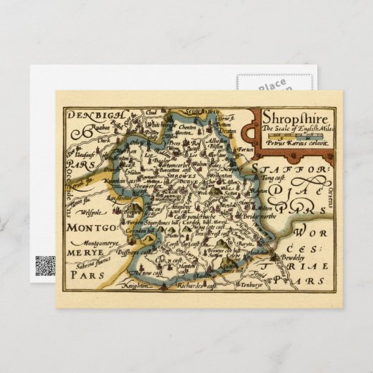 Comté de Shropshire Angleterre Ancienne Carte Anti (Devant / Derrière)