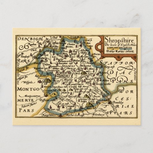 Comté de Shropshire Angleterre Ancienne Carte Anti (Devant)