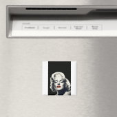 CON24BW-V4 Red Lips Marilyn in BLACK.tif Magneet (Insitu (Vaatwasser))