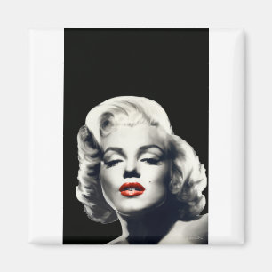 CON24BW-V4 Red Lips Marilyn in BLACK.tif Magneet