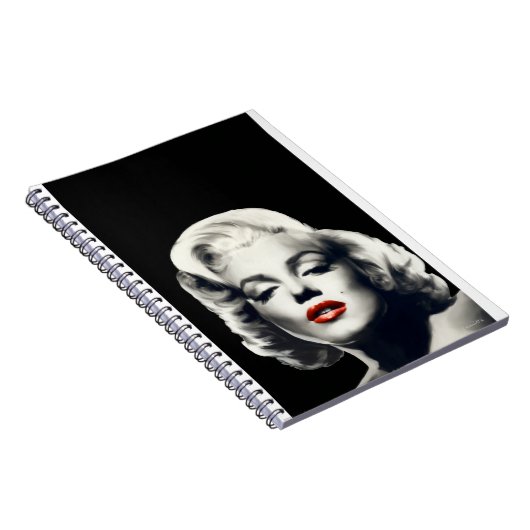 CON24BW-V4 Red Lips Marilyn in BLACK.tif Notitieboek (Rechterzijde)
