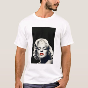 CON24BW-V4 Red Lips Marilyn in BLACK.tif T-shirt