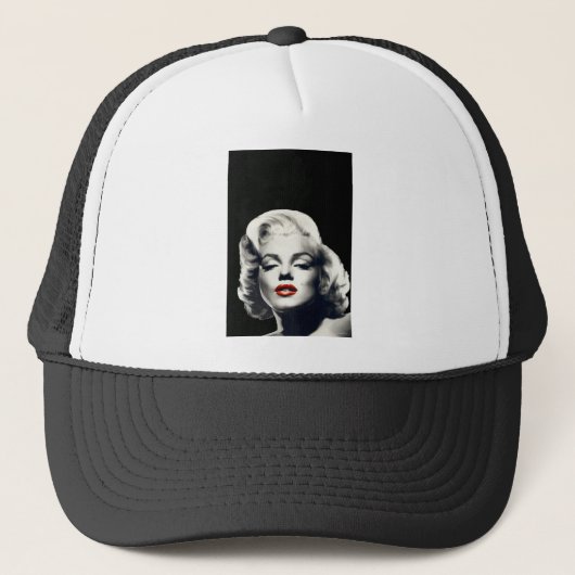 CON24BW-V4 Red Lips Marilyn in BLACK.tif Trucker Pet (Voorkant)