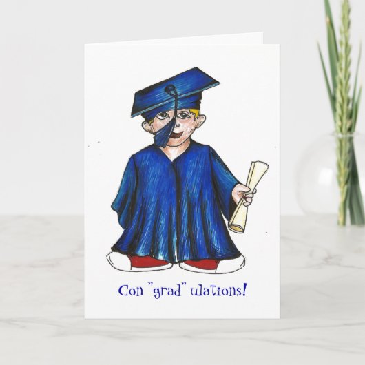 Con "afstudeerder". Boy Blue Diploma Afstuderen Kaart (Voorkant)