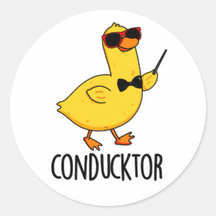 Con-duck-tor Grappige muziek dirigent Duck Pun Ronde Sticker