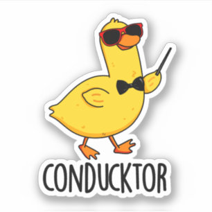 Con-duck-tor Grappige muziek dirigent Duck Pun Sticker