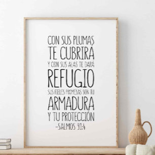 Con Sus Plumas Te Cubrirá, Salmos 91:4 Poster