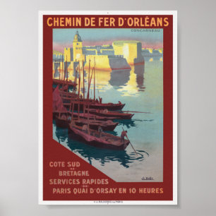 Concarneau France Affiche Vintage 1919
