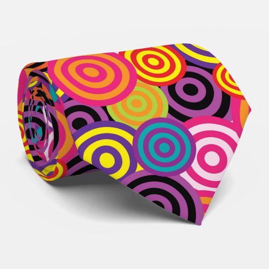 Concentreerde cirkels grafische ontwerp Levenkleur Stropdas (Opgerold)