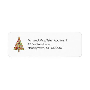 Concentreerde cirkels kerstboom Retouradres L Etiket
