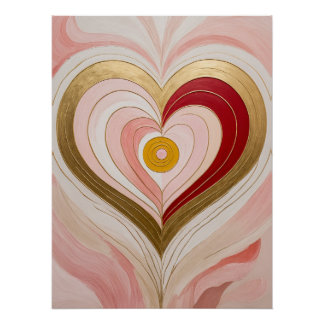 Concentric Heart Blossom Perfect Poster