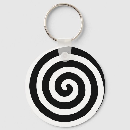 Concentric Spiral in Black & White Sleutelhanger (Voorkant)