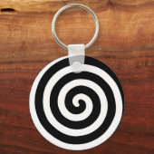 Concentric Spiral in Black & White Sleutelhanger (Voorkant)