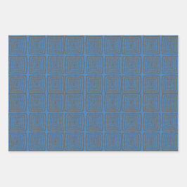 Concentric Wavy Squares on a mottled blue paintbox Inpakpapier Vel