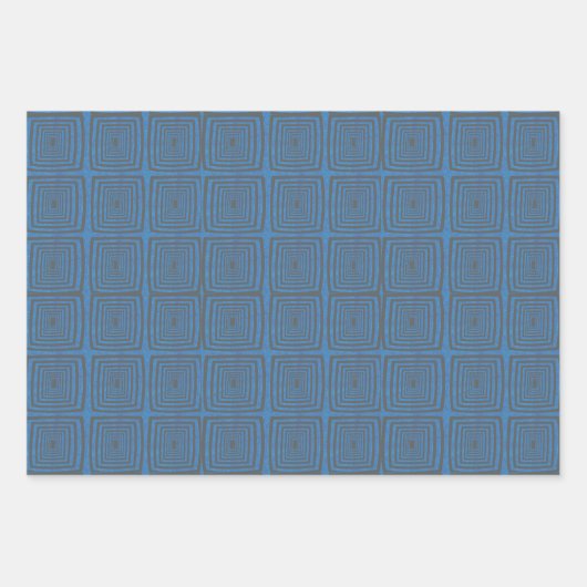 Concentric Wavy Squares on a mottled blue paintbox Inpakpapier Vel (Voorkant)