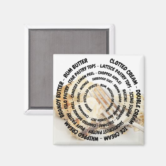 Concentrisch gehakt taart ingrediënten met topping magneet (Voorkant / Achterkant)