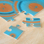 Concentrische cirkelgradiënt Oranje rustturquoise Legpuzzel (Zijkant)