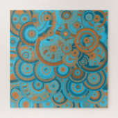 Concentrische cirkelgradiënt Oranje rustturquoise Legpuzzel (Horizontaal)