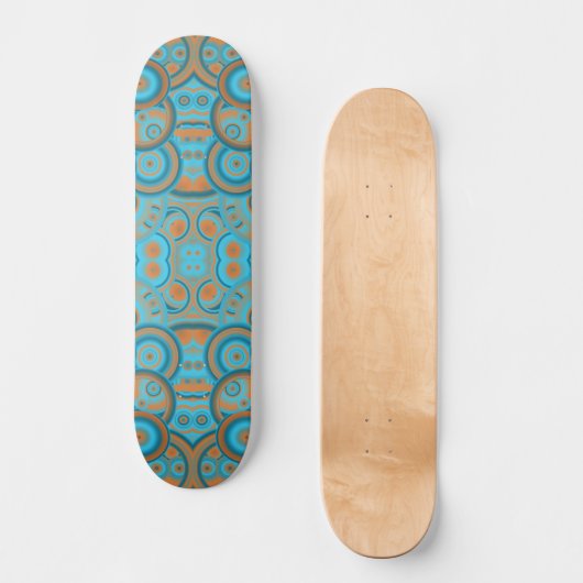 Concentrische cirkelgradiënt Oranje rustturquoise Skateboard (Voorkant)