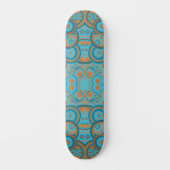 Concentrische cirkelgradiënt Oranje rustturquoise Skateboard (Voorkant)