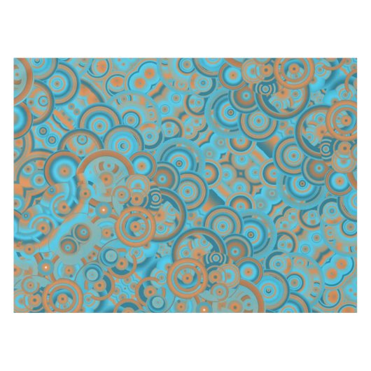 Concentrische cirkelgradiënt Oranje rustturquoise Tafelkleed (Voorkant (Horizontaal))