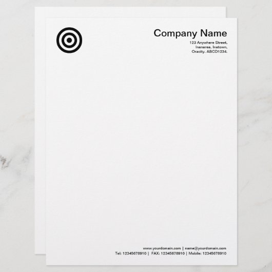 Concentrische cirkels - zwart briefhoofd (Voorkant / Achterkant)