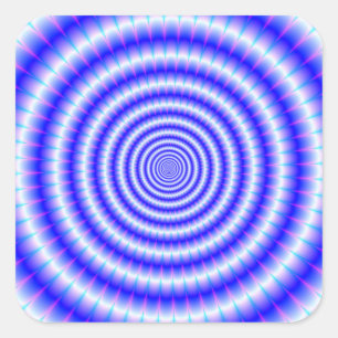 Concentrische ringen in Blauw en Wit Vierkante Sticker