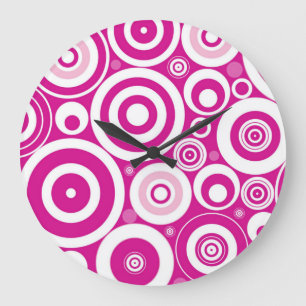 Concentrische Roze Cirkels Ronde Wandklok Grote Klok