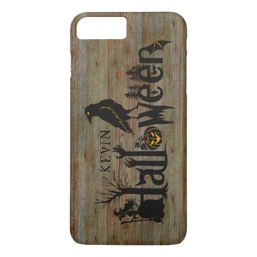 Concept Halloween illustratie op oud hout Case-Mate iPhone Case (Achterkant)
