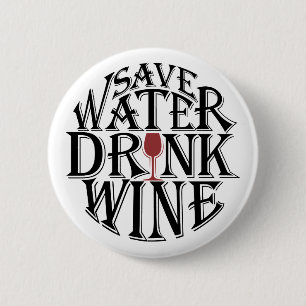 Concept voor water- en drink-wijn opslaan ronde button 5,7 cm