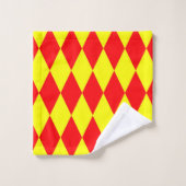 Conception à carreaux Harlequin rouge jaune (Gant de toilette)