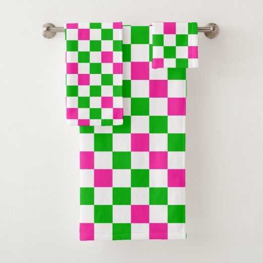 Conception à carreaux rose blanc vert (En situation)
