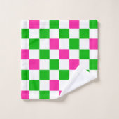 Conception à carreaux rose blanc vert (Gant de toilette)