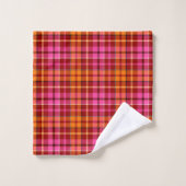Conception à carreaux tartan rose orange rouge (Gant de toilette)